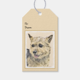 Norwich Terrier-målning - Cute Original Hund Art Presentetikett