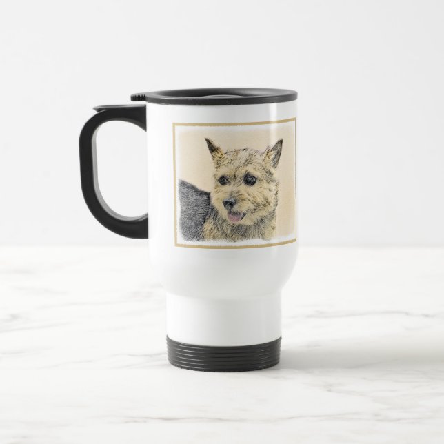 Norwich Terrier-målning - Cute Original Hund Art Resemugg (Vänster)