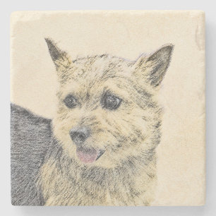 Norwich Terrier-målning - Cute Original Hund Art Stenunderlägg