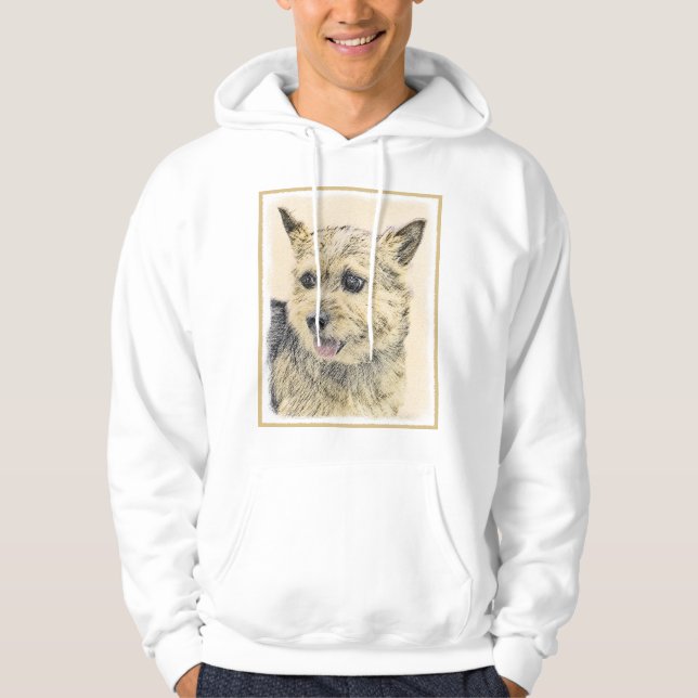 Norwich Terrier-målning - Cute Original Hund Art Sweatshirt Med Luva (Framsida)