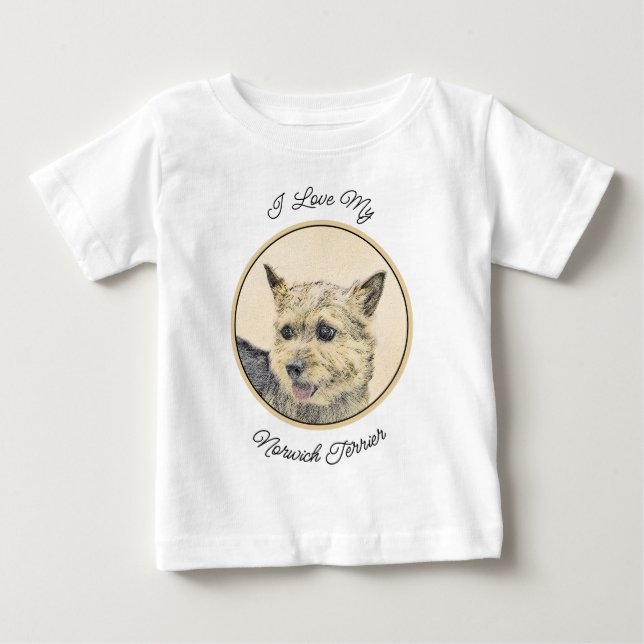 Norwich Terrier-målning - Cute Original Hund Art T Shirt (Framsida)
