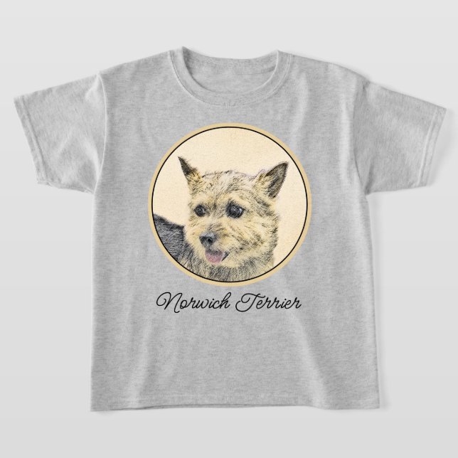 Norwich Terrier-målning - Cute Original Hund Art T Shirt (Laydown)