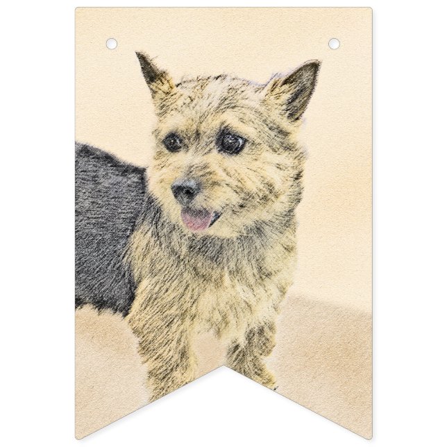 Norwich Terrier-målning - Cute Original Hund Art Vimplar (Första flaggan)