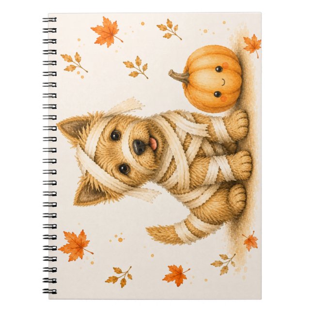 Norwich Terrier-mumie Halloween Anteckningsbok (Framsidan)