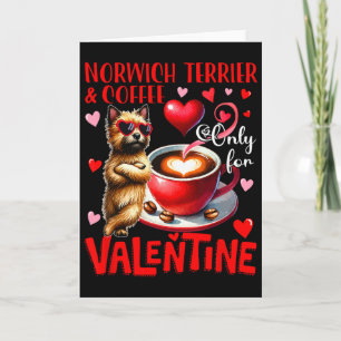 Norwich Terrier Och Kaffe Endast För Alla Hjärtans Kort