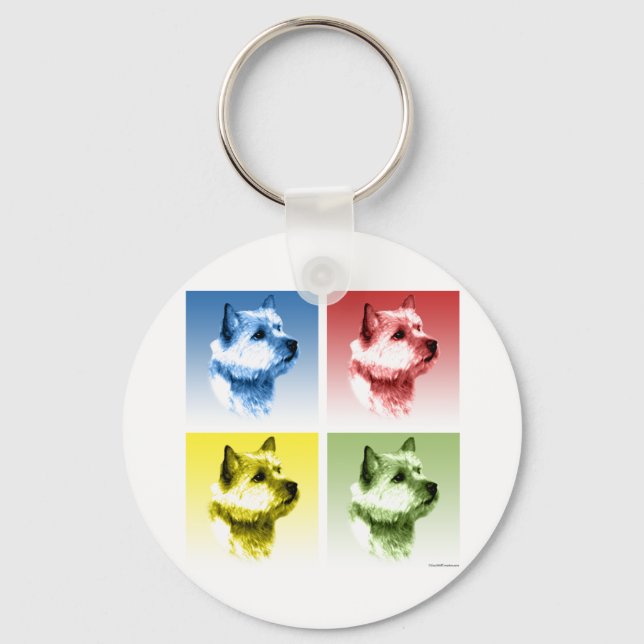 Norwich Terrier Pop Art Nyckelring (Framsida)