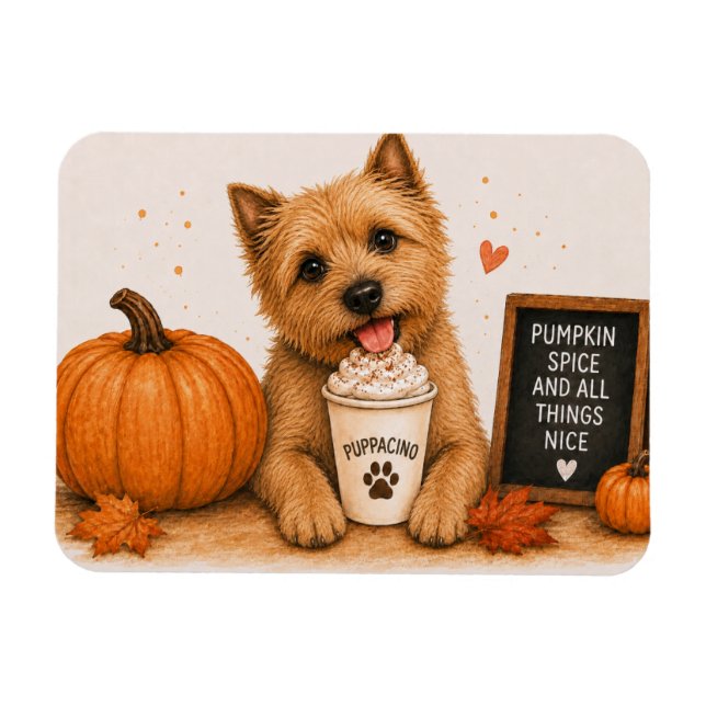 Norwich Terrier Pumpkin Spice Magnet (Horisontell)
