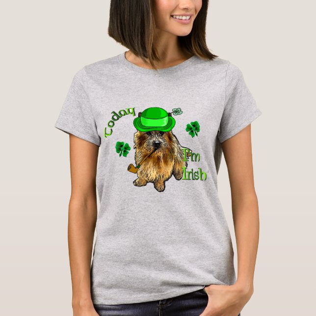 Norwich Terrier St Patricks Tee Shirt (Framsida)