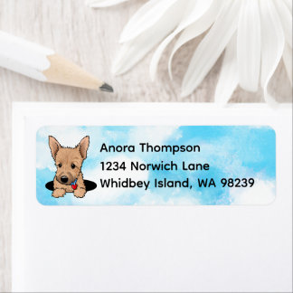 Norwich terrier Valp Returadress Etikett