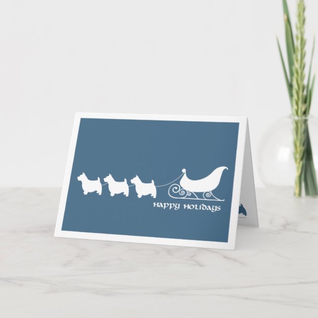 Norwich Terriers Pulling Santa's Sleigh Helgkort (Framsida)