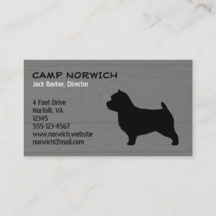 Norwirterrier Hund aveln Silhouette Faux Wood Visitkort