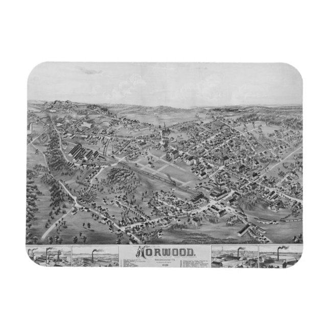 Norwood, MORSA Vintage Karta 1882 Magnet (Horisontell)