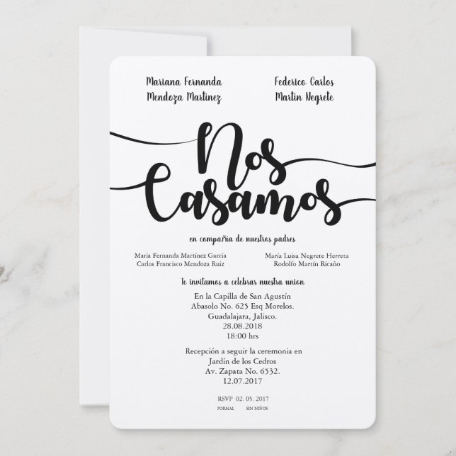 NOS CASAMOS SPANISH WEDDIN-INBJUDANDE INBJUDNINGAR (Framsida)