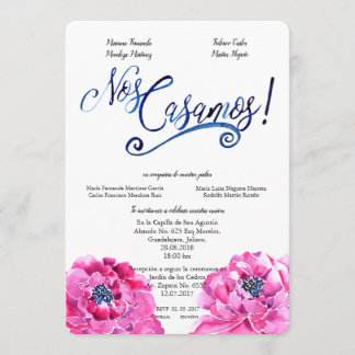 NOS CASAMOS Watercolor SPANISH WEDDIN INVICATION Inbjudningar