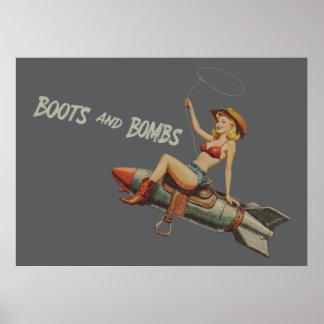 Nose Art Pinup Girl med Lasso Poster