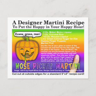Nose Picker Halloween Martini Recipe-vykort Vykort
