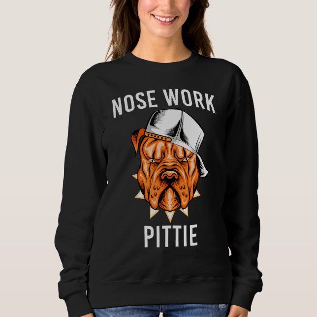 Nose Work Pittie Pitbull Hund Head Ansikte T Shirt (Framsida)