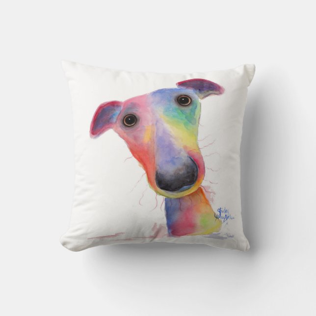 Nosey Hund "Hank" Whifragment / Greyhound Cushion Kudde (Framsida)