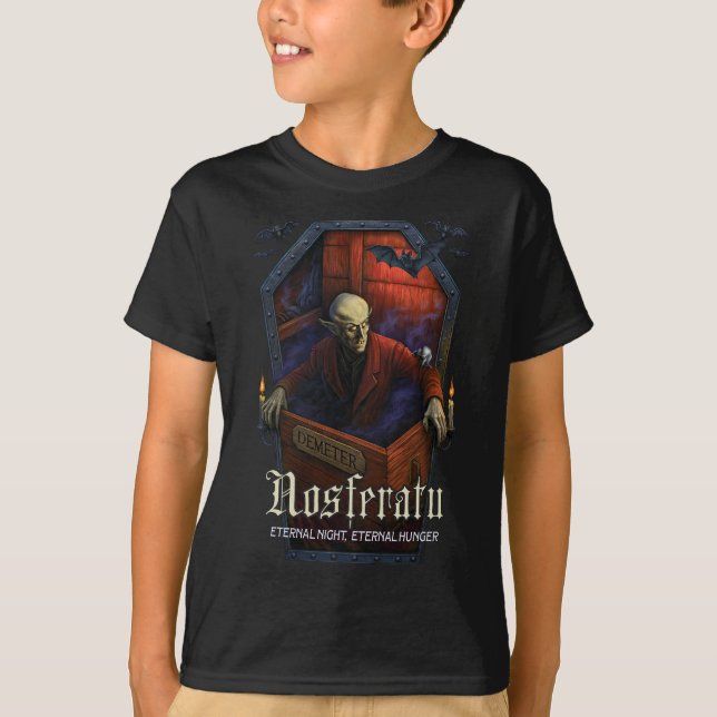 Nosferatu Demeter Coffin Edition Youth T-Shirt (Framsida)