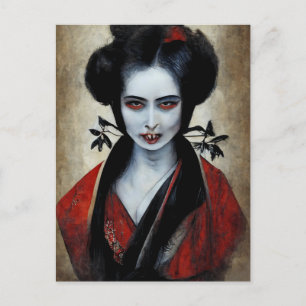 Nosferatu Geisha Porträtt i en vampyr Vykort