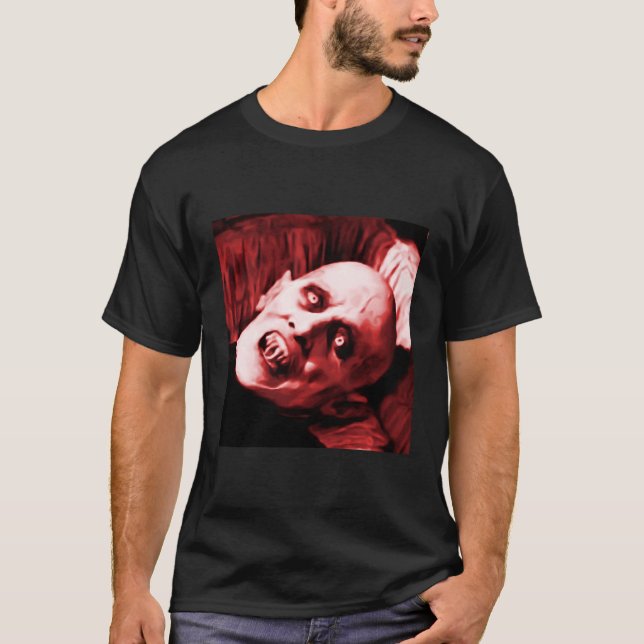 Nosferatu Vampire Bloody Fangs Horror Halloween T Shirt (Framsida)