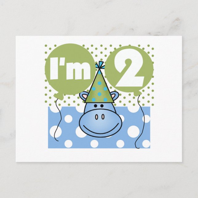 Noshörning 2-års födelsedags T-shirts och presente Vykort (Framsida)