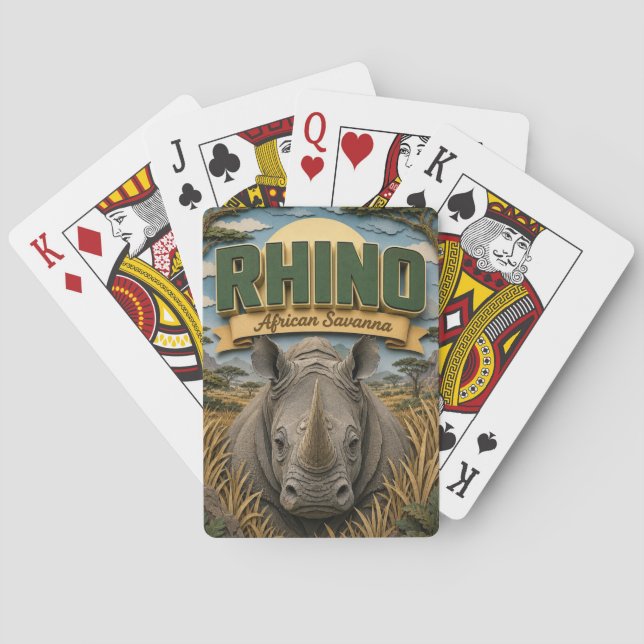 Noshörning Afrikansk Savann POPCUT Casinokort (Baksidan)