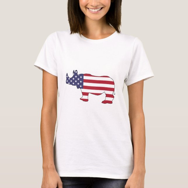 Noshörning - amerikanska flaggan tee shirt (Framsida)