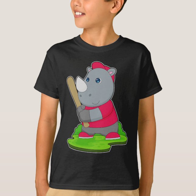 Noshörning Baseboll Basebollträ T Shirt (Framsida)