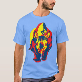 Noshörning-Blått-Gult-Röd uppladdning T Shirt