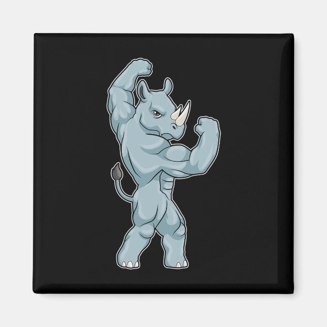 Noshörning Bodybuilder Kroppsbyggande Sport  Magnet (Framsidan)