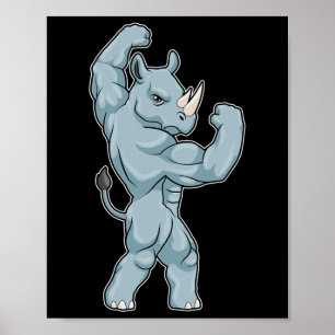Noshörning Bodybuilder Kroppsbyggande Sport Poster