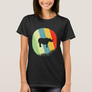Noshörning Djur Rund Med Retro Färger T Shirt