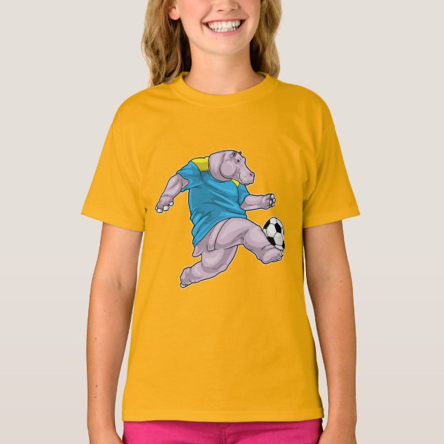 Noshörning Fotbollsspelare Fotboll T Shirt (Framsida)