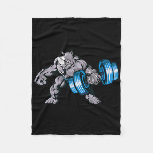 Noshörning Lyfter Vikter Bodybuilding Odjur Gym Fi Fleecefilt