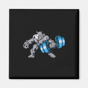 Noshörning Lyfter Vikter Bodybuilding Odjur Gym Fi Magnet