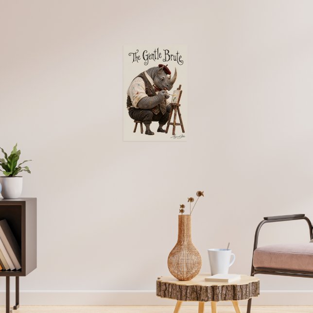 Noshörning med pensel poster (Vardagsrum 3)