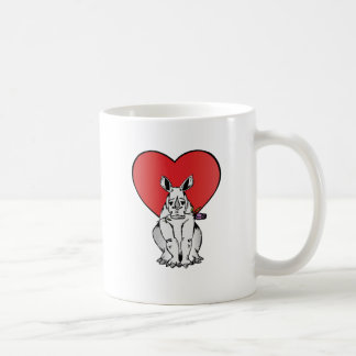Noshörning med valentin daghjärta kaffemugg