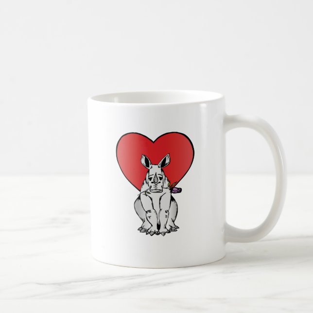 Noshörning med valentin daghjärta kaffemugg (Höger)