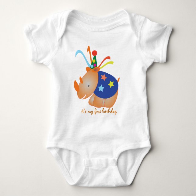 Noshörning: min första födelsedag t-shirt (Framsida)