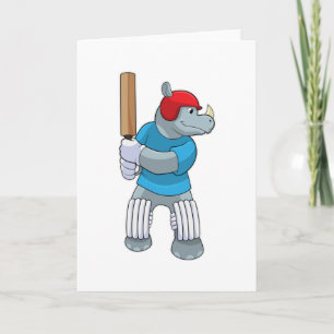 Noshörning på Cricket med Cricket-slagträ Kort
