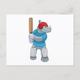 Noshörning på Cricket med Cricketträ Vykort