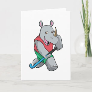 Noshörning på hockey med hockeyklubba kort