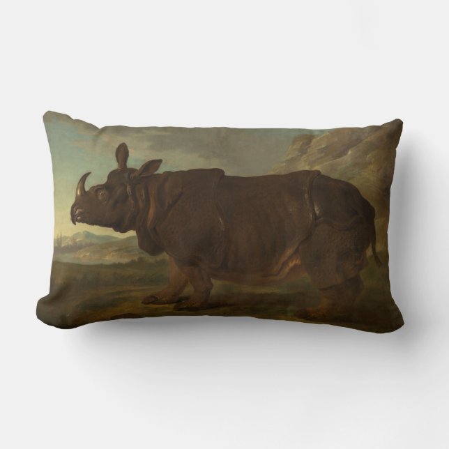 Noshörning (Rhino) (Vilda djur) (av J.B. Oudry) Lumbarkudde (Framsida)