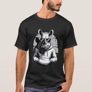 Noshörning Solglasögon Grafisk Djur Konst Motiv No T Shirt