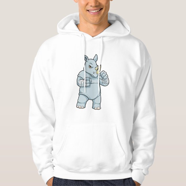 Noshörning som boxare på boxning hoodie (Framsida)
