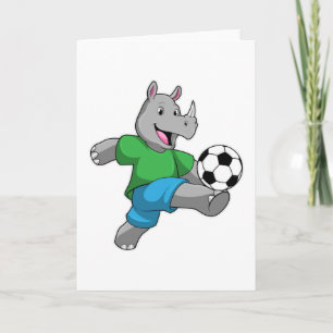 Noshörning som fotbollsspelare med fotboll kort