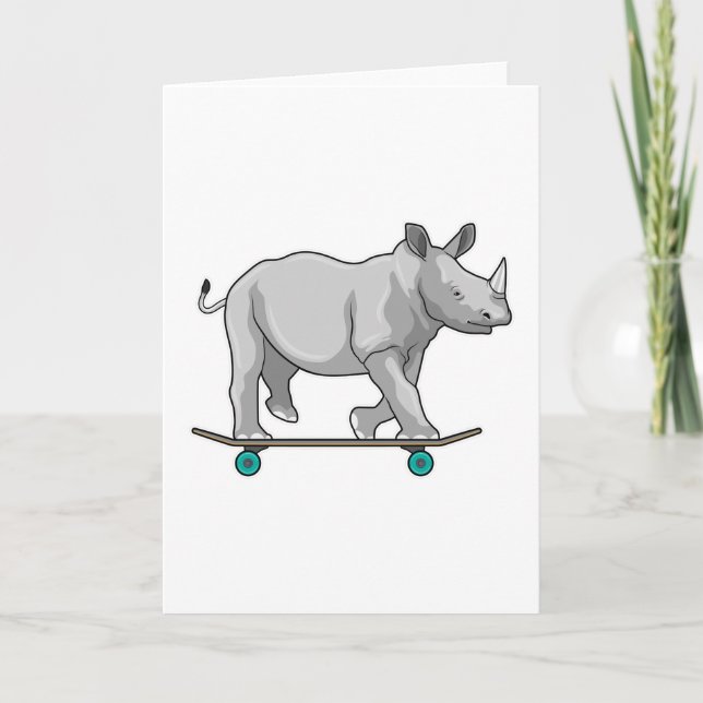 Noshörning som skateboardåkare med skateboard kort (Framsida)
