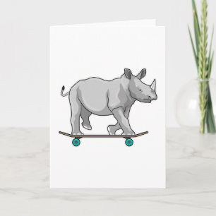 Noshörning som skateboardåkare med skateboard kort