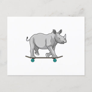 Noshörning som skateboardåkare med skateboard vykort